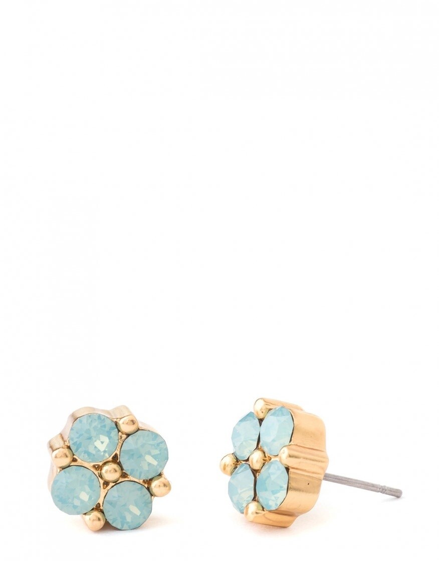 Clover Gem Stud Earrings Sea Foam