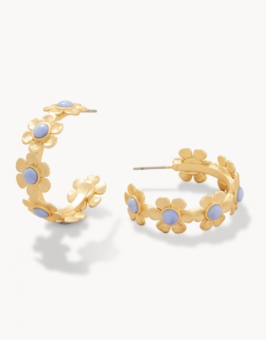 PRIMROSE HOOP EARRINGS RECYCLED BLUE CHALCEDONY