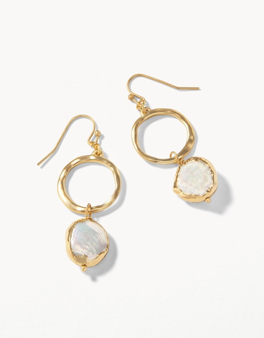 Coin Pearl Ring Earrings
