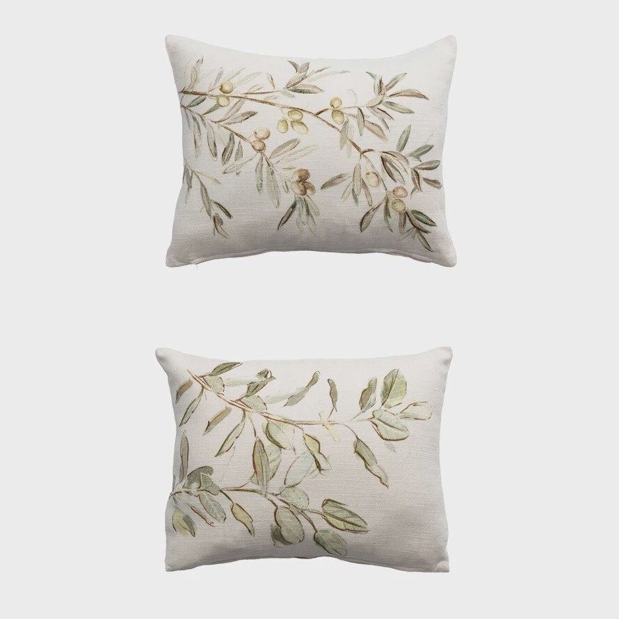 20&quot; x 16&quot; Viscose &amp; Linen Blend Printed Pillow w/ Botanical Image, 2 Styles