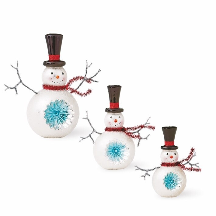 Glass Snowman Family, Set of 3