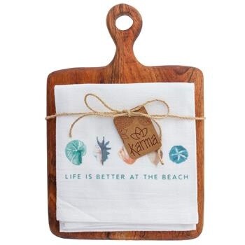 Cotton Tea Towel w/ Cutting Board - Sea Shell