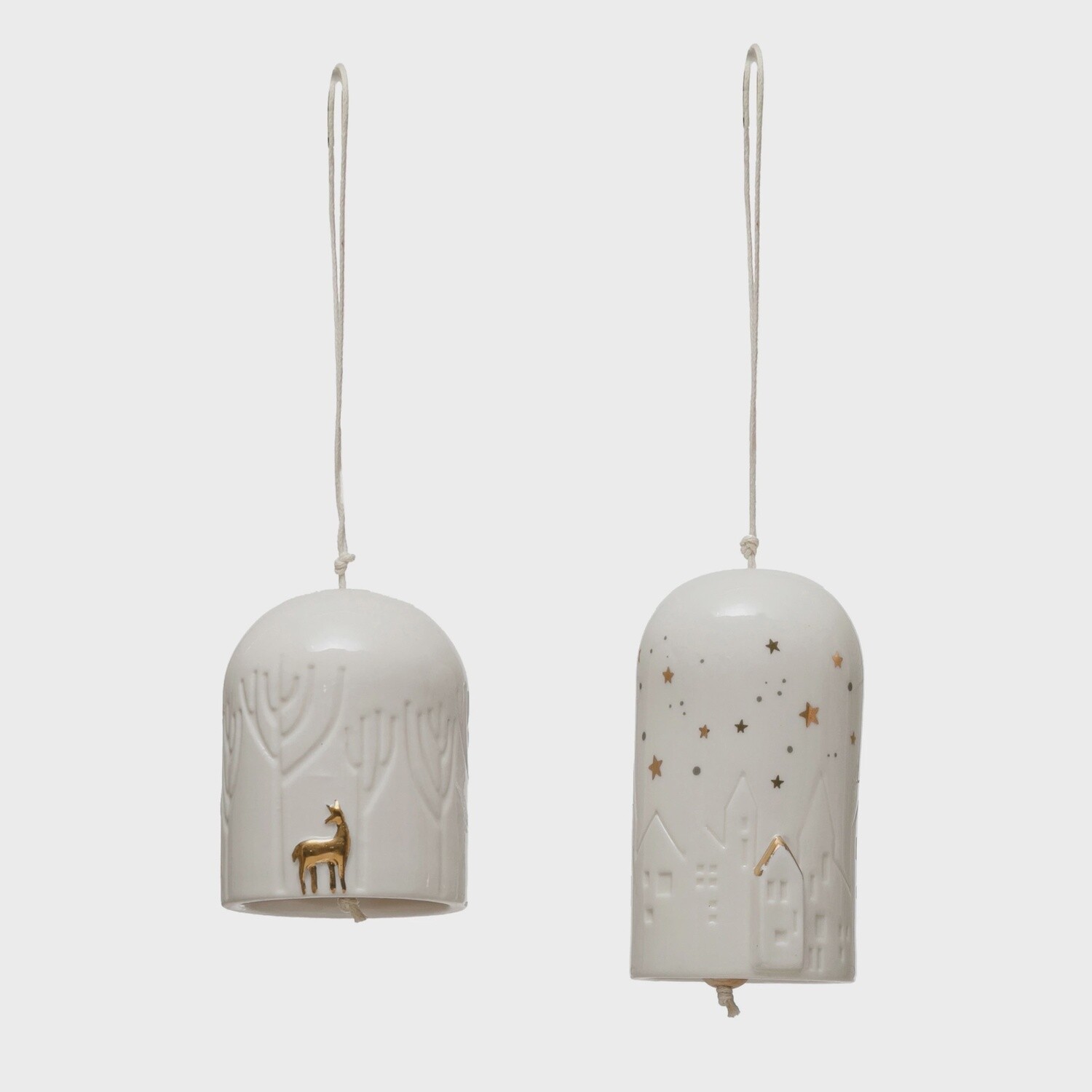 Porcelain Bell Ornament with Village