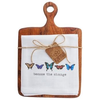 Cotton Tea Towel w/ Cutting Board - Butterfly