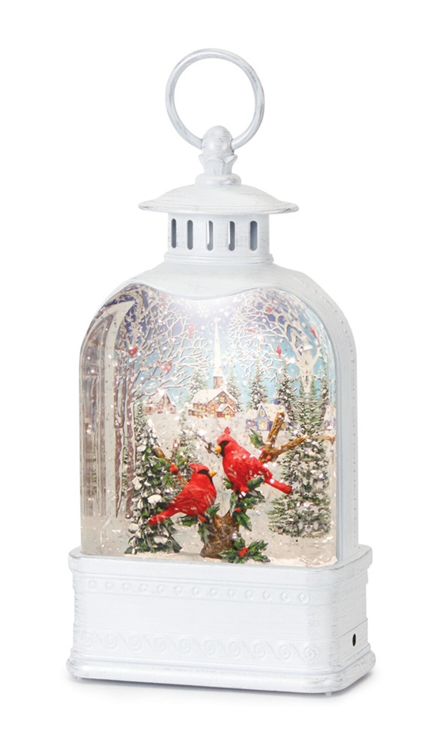 SNOW GLOBE LANTERN W/CARDINALS