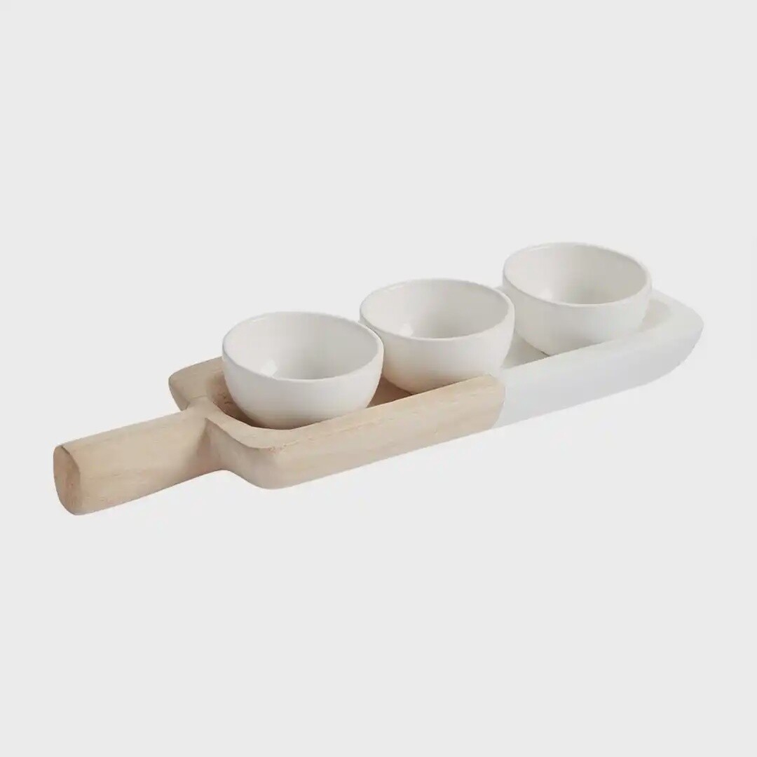 Paulownia Tray and Dip Bowl Set