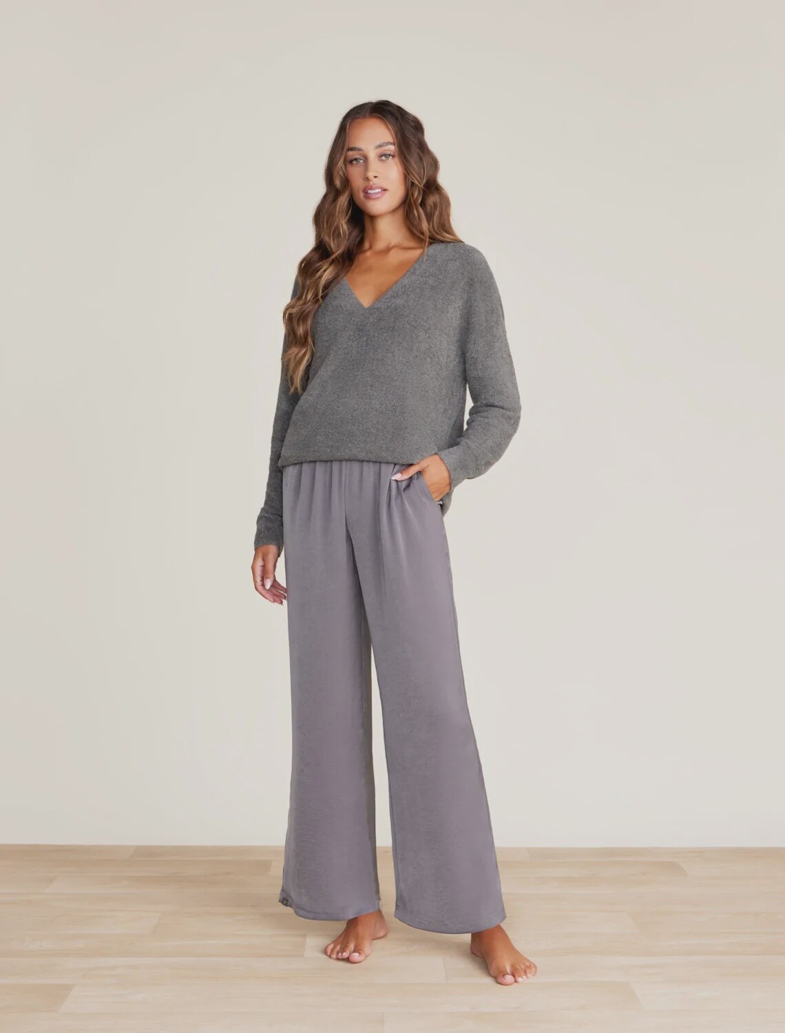 CozyChic Lite® V-Neck Seamed Pullover - Olive Branch