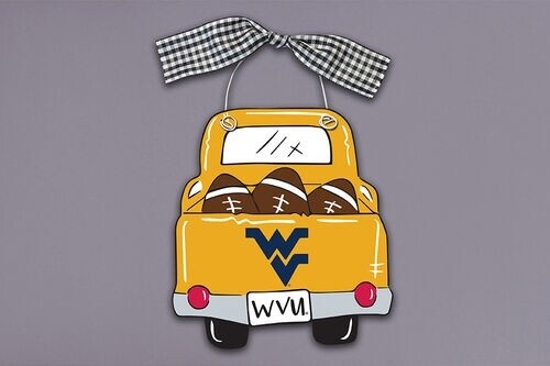 WVU WOOD TRUCK ORNAMENT