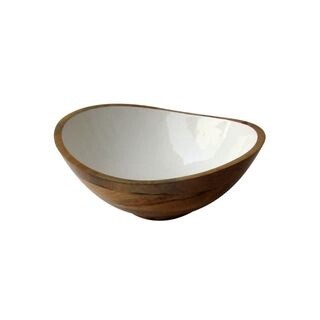 Wooden Bowl With Enamel Large
