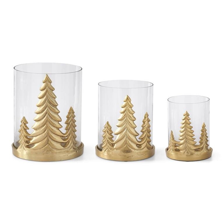 GOLD METAL CHRISTMAS TREE HURRICANE, Size: MEDIUM