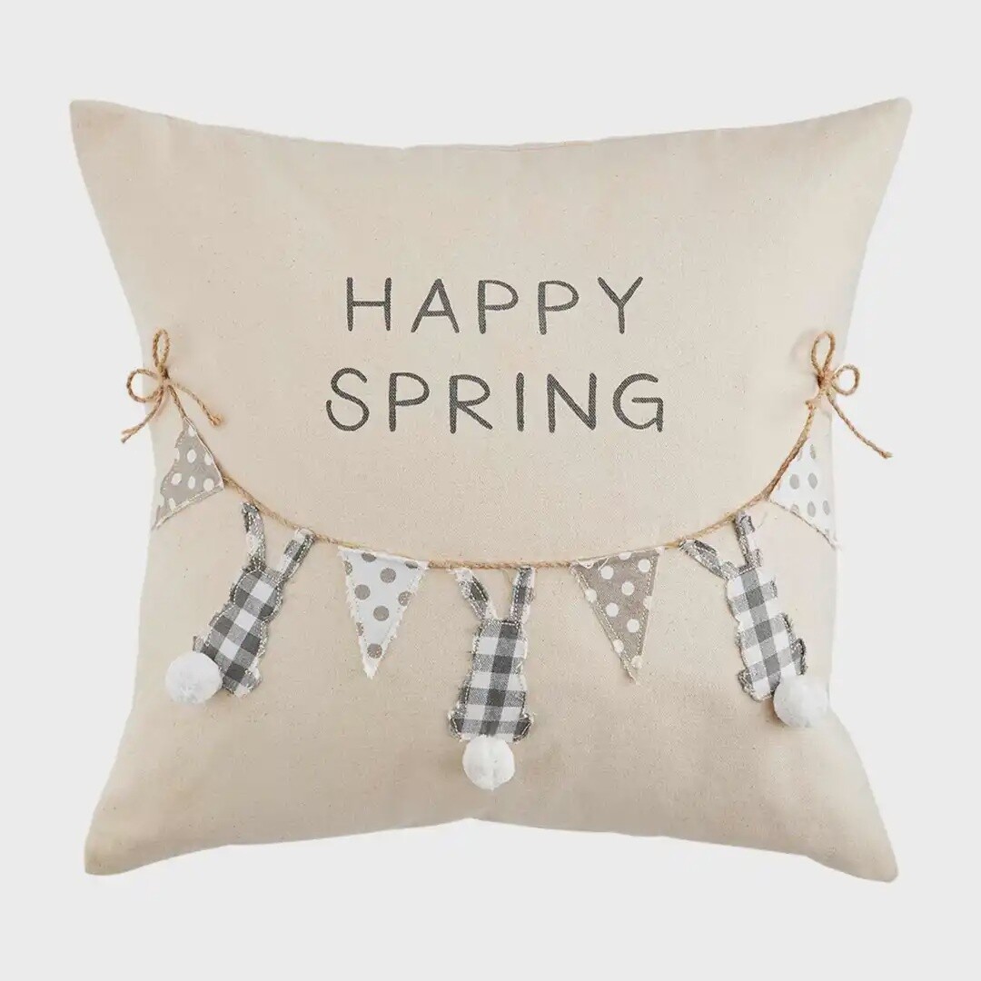 Bunny Banner Throw Pillow