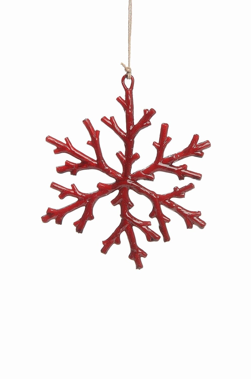 XMAS ORN SNOWFLAKE RED 6&quot;