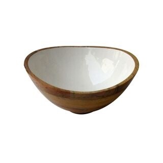 Wooden Bowl With Enamel Medium