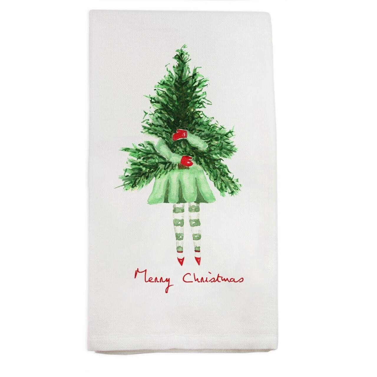 Lady with Christmas Tree