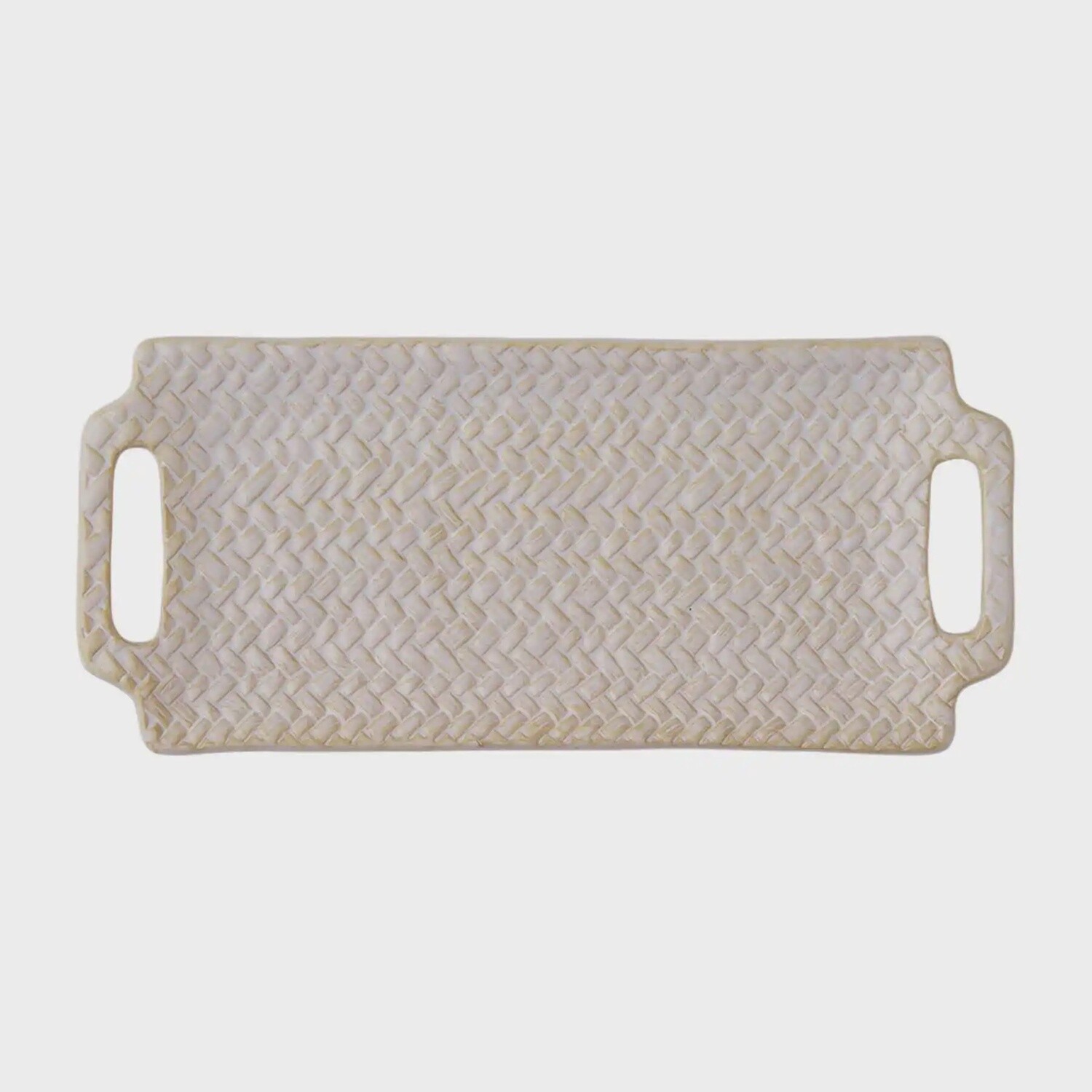 Basket Weave Stoneware Tray