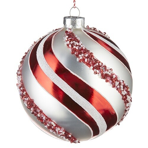 5&quot; Peppermint Swirl Ball Ornament