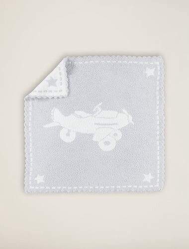 CozyChic® Scalloped Receiving Blanket - Blue/White/Airplane