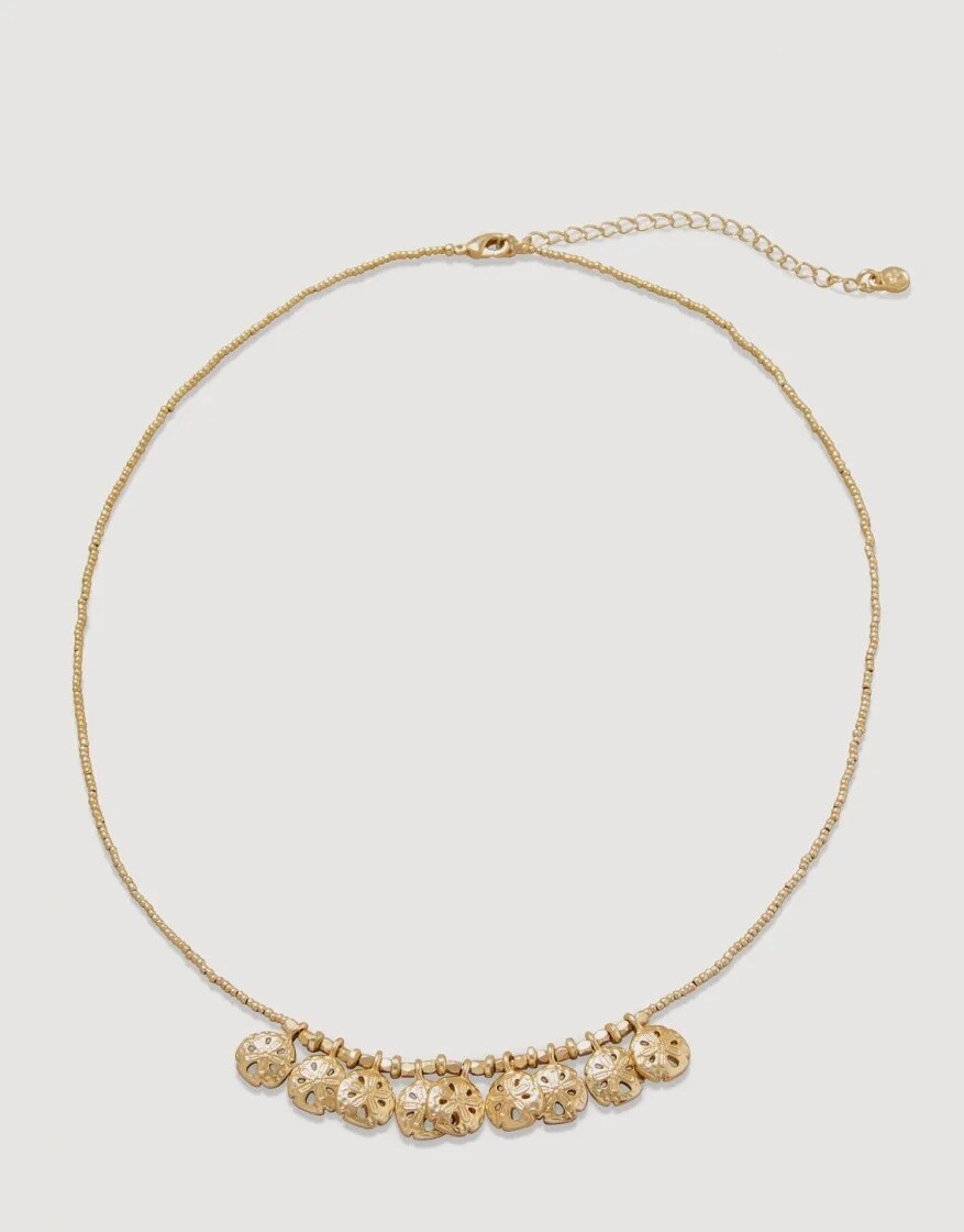 SAND DOLLAR BEADED NECKLACE GOLD