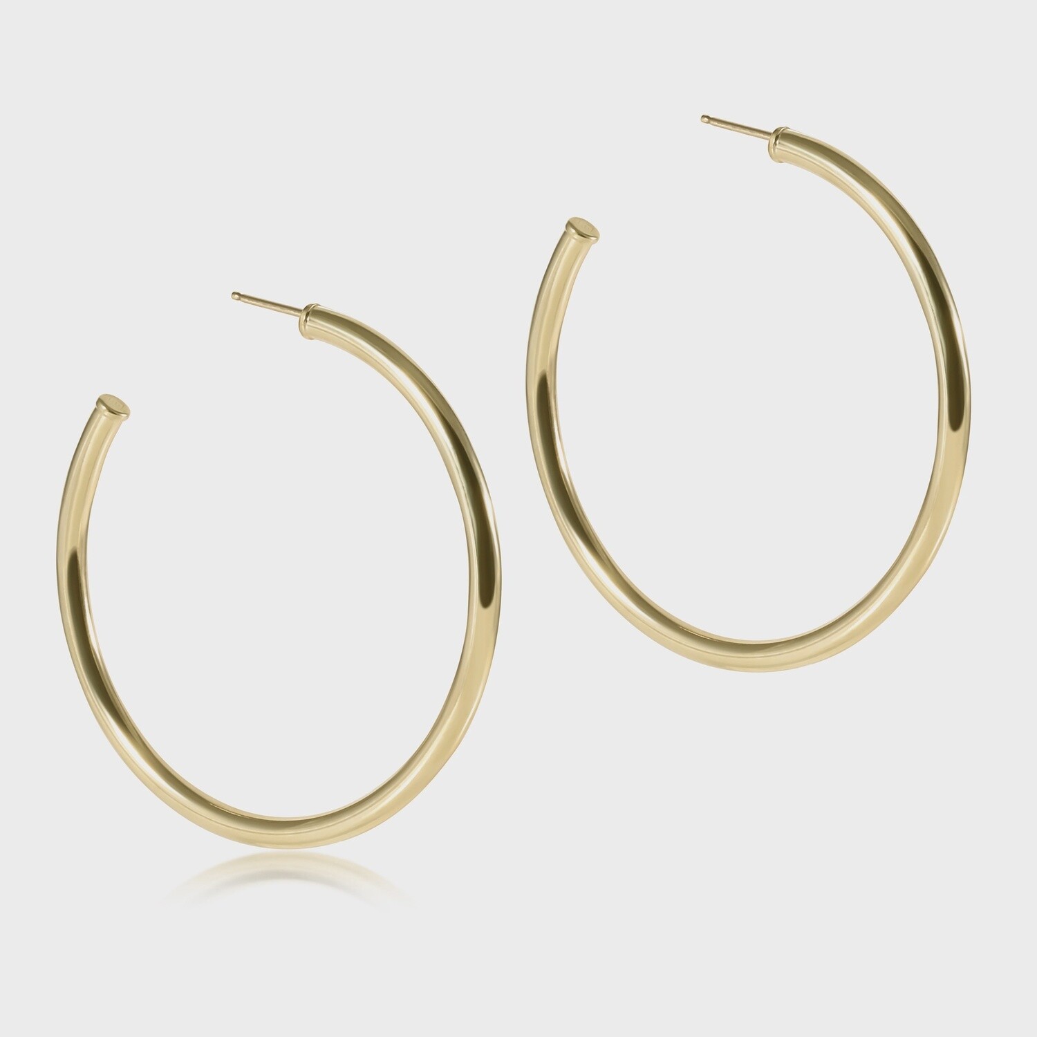 Round Gold 2&quot; Post Hoop 3MM Smooth