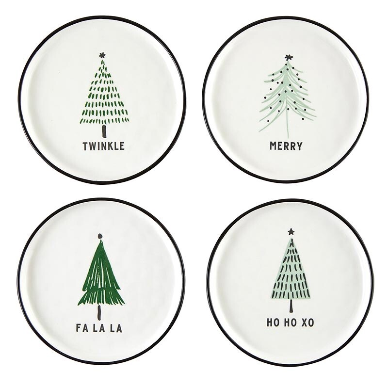 Green Holiday Dish - Trees - Set of 4