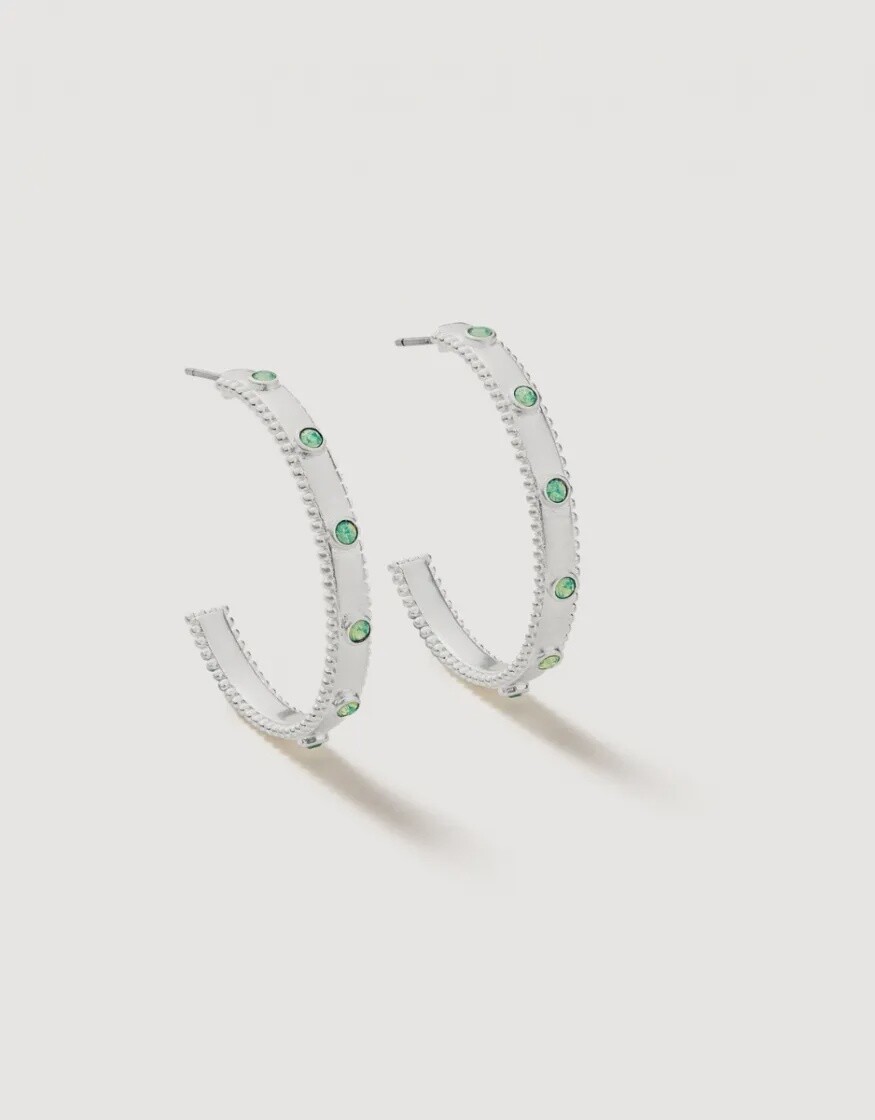 Atlantic Opal Hoop Earrings - Silver