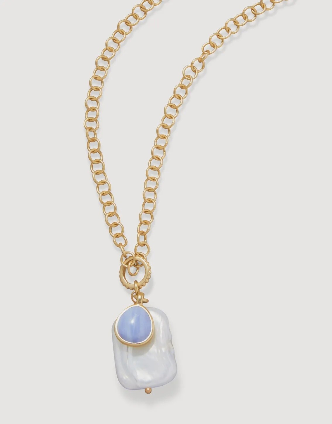 May River Necklace 19&quot; Recycled Blue Chalcedony