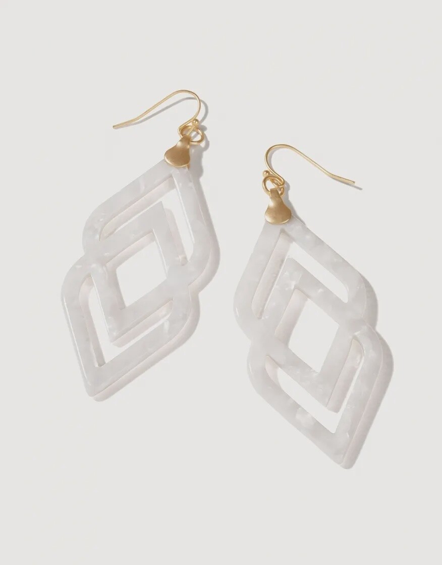 Deco Drama Earrings Gold/White Shimmer
