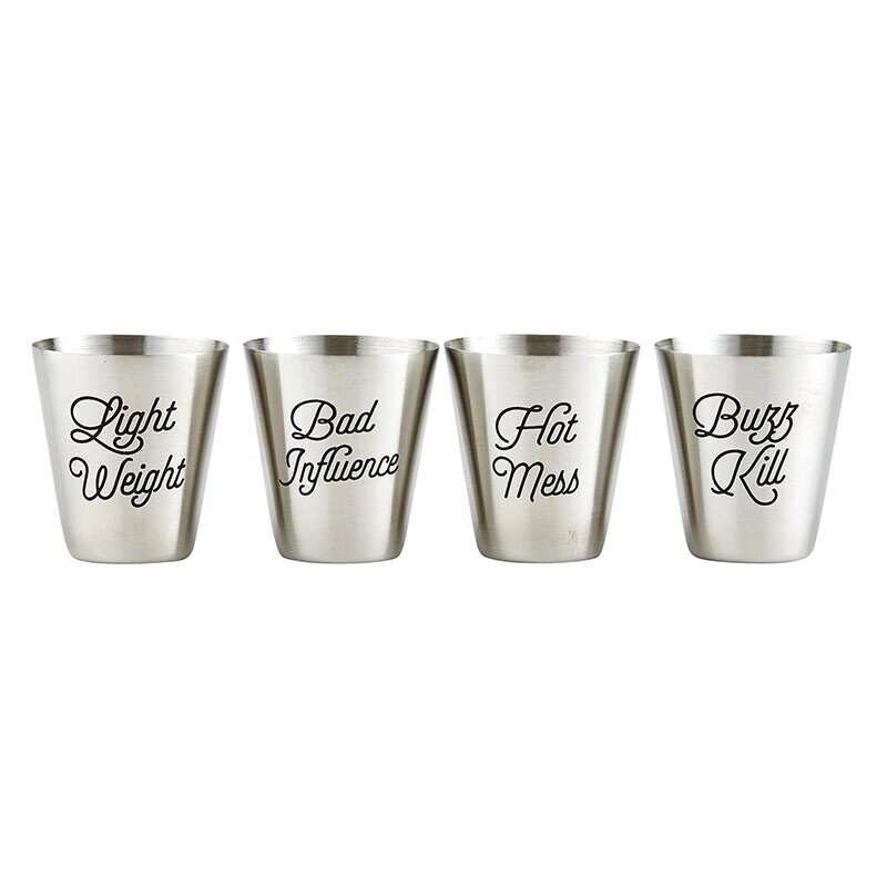 4 Stainless Steel Shot Cups, Description: PERSONALITY