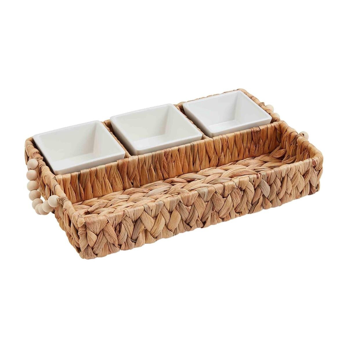 Woven Tray &amp; Dip Cup Set