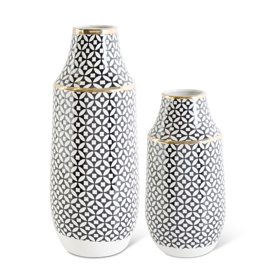 BLACK AND WHITE CIRCLE VASE SMALL