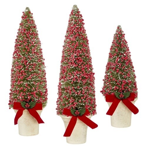 POTTED BOTTLE BRUSH TREES WITH RED BERRIES, Size: SMALL