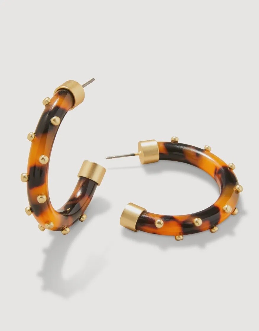 Harbor Resin Hoop Earrings Tortoise