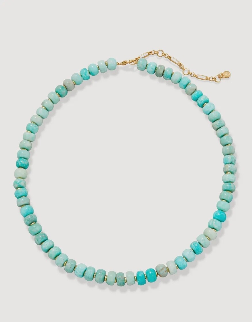 OVAL STONE BEADED NECKLACE AMAZONITE