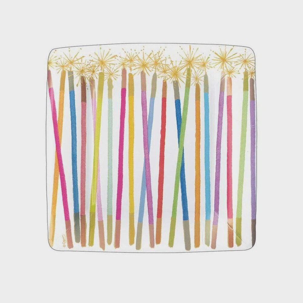 Party Candles Square Paper Salad &amp; Dessert Plates