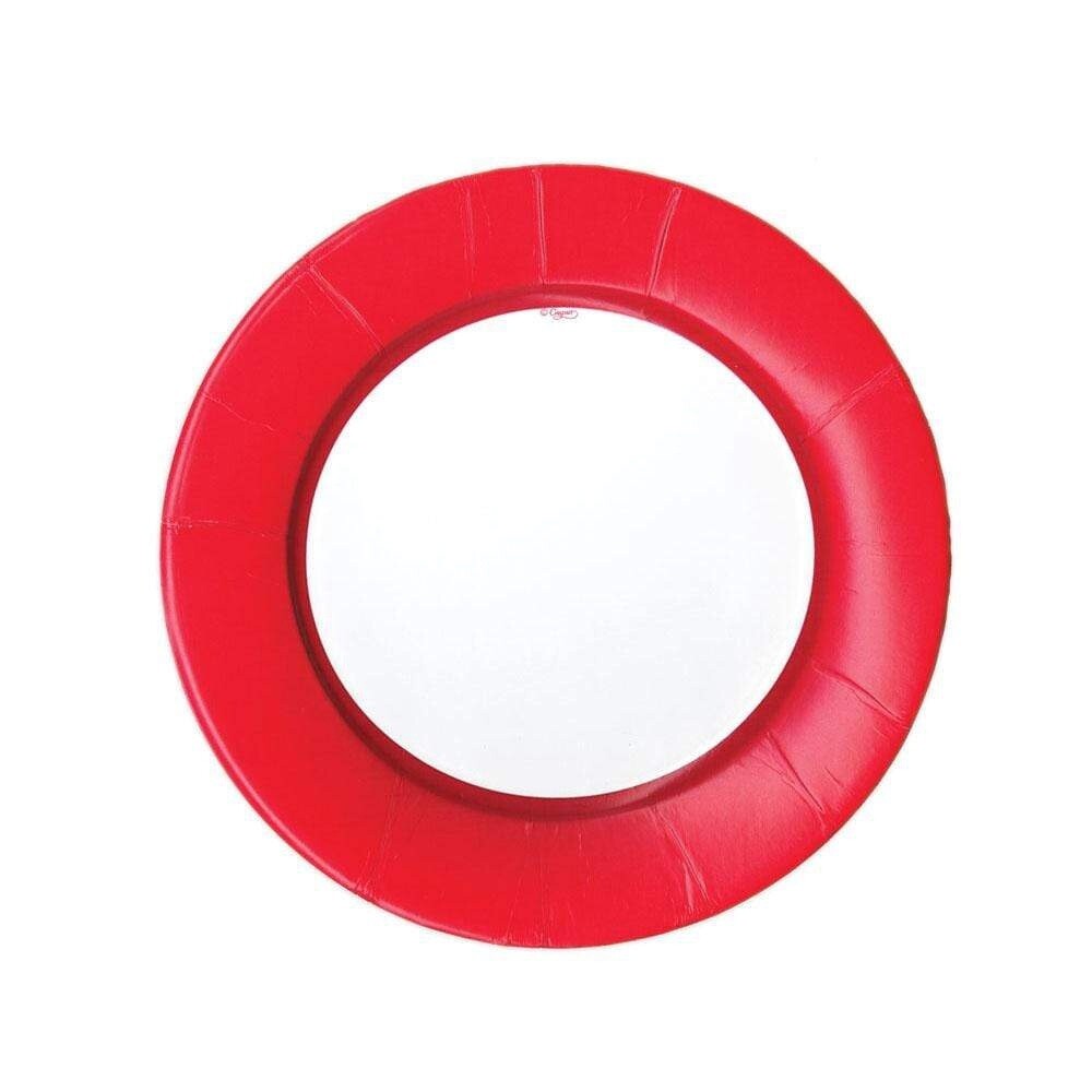 Linen Border Paper Salad &amp; Dessert Plates in Red