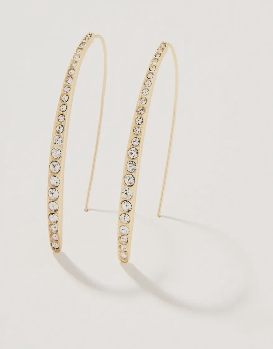 Sparkle Arc Hoop Earrings Large/Crystal