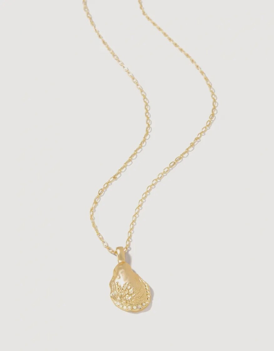 PETITE OYSTER NECKLACE 18&quot; WHITE OPAL