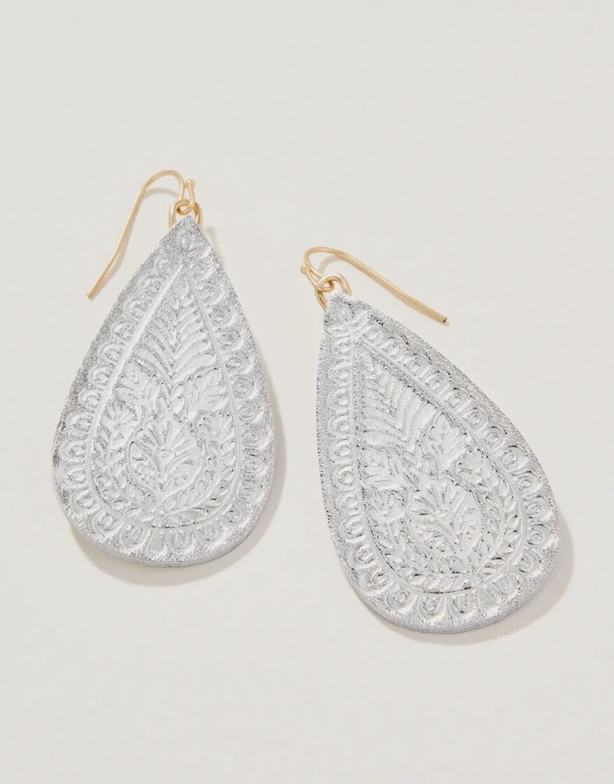 Penelope Leather Earrings Silver