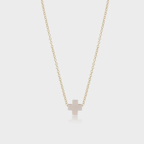 16&quot; Necklace Gold - Signature Cross Off White