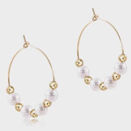 Beaded Grateful Bliss 1.25&quot; Hoop - Pearl