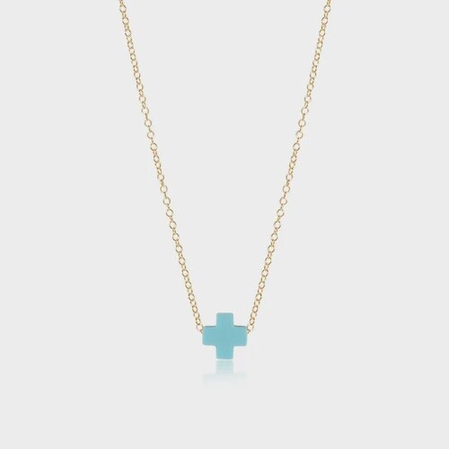 16&quot; Necklace Gold - Signature Cross Turquoise