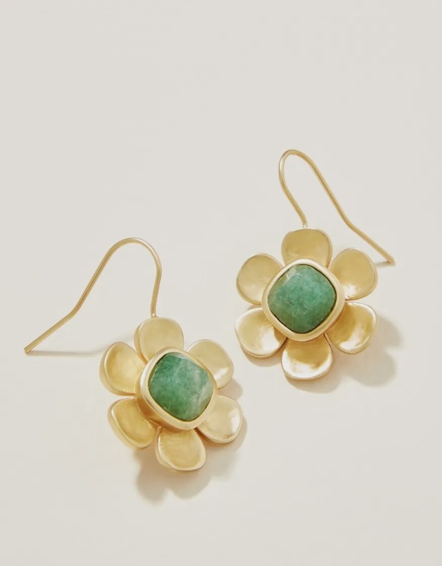 Primrose Drop Earrings Green Aventurine