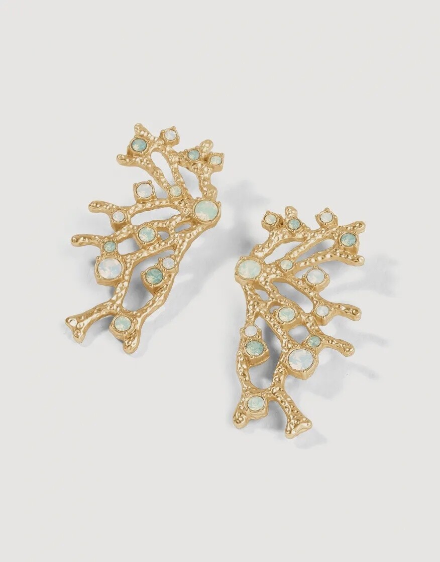 Coral Fan Statement Earrings