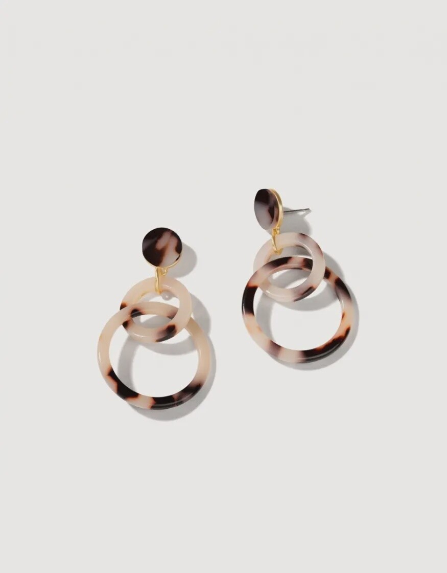 Ring Toss Earrings White Tortoise