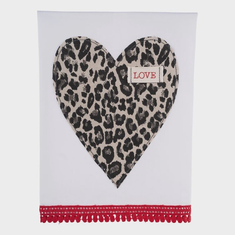 Love Heart Cheetah Tea Towel