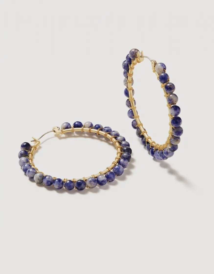 ANN BEADED HOOP EARRINGS BLUE SOLADITE