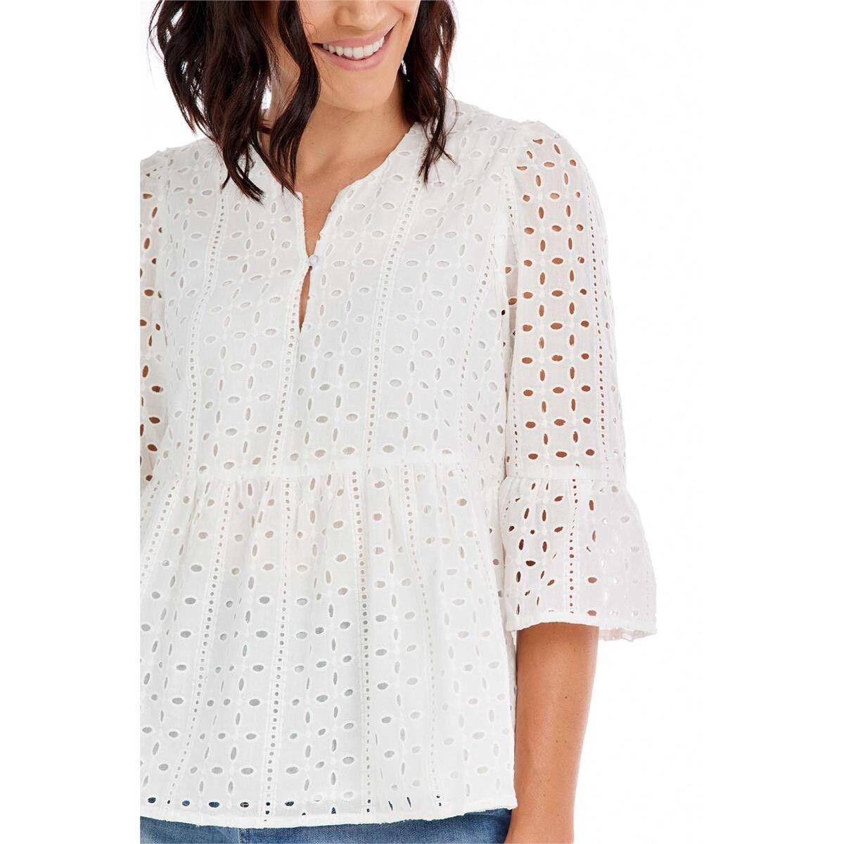 White Ana Eyelet Top