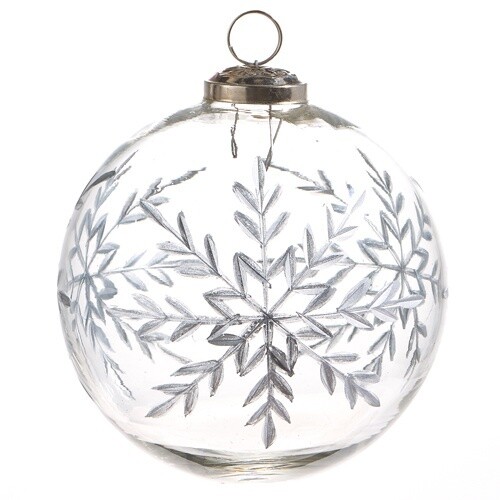 5&quot; Etched Snowflake Ball Ornament