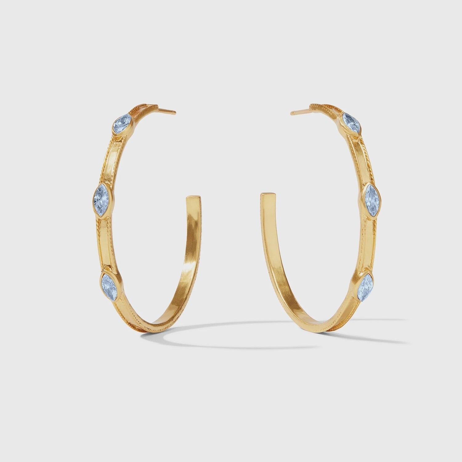 Monaco Hoop Earrings, Size: Large, Colour: Chalcedony Blue