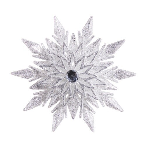 4.5&quot; White Glittered Snowflake Ornament